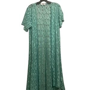 Crazy Train Teal Lace Kimono Duster Open Front Short Sleeve Western Boho OS